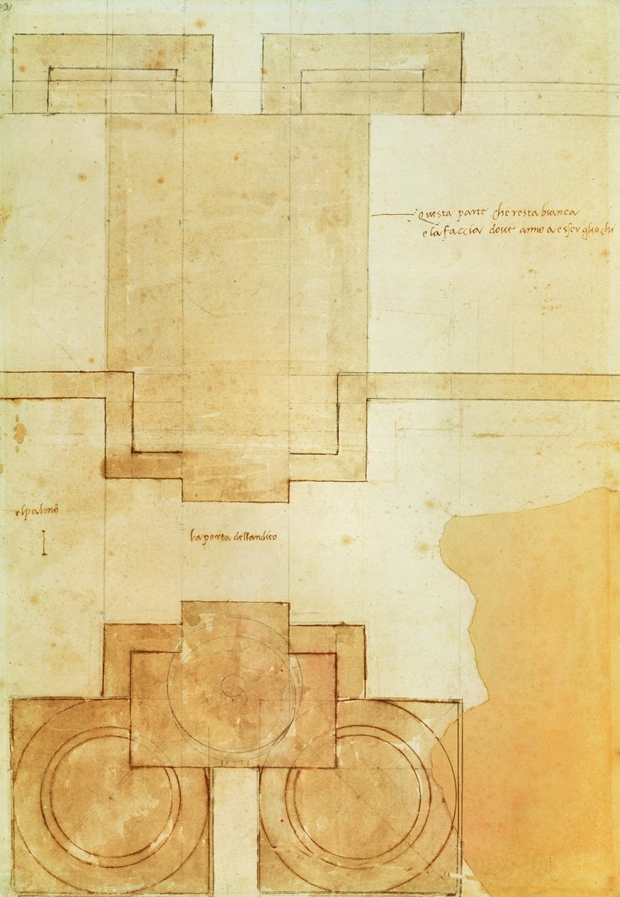 Planta do tambor da cúpula da Basílica da Igreja de São Pedro de Michelangelo Buonarroti