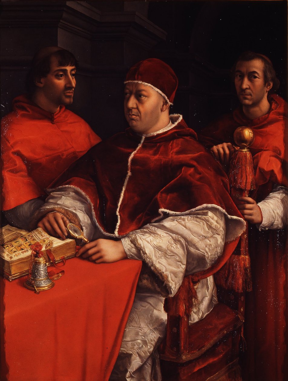 Retrato de Leão X com os cardeais Giulio de Medici e Luigi de Rossi de Michelangelo Buonarroti