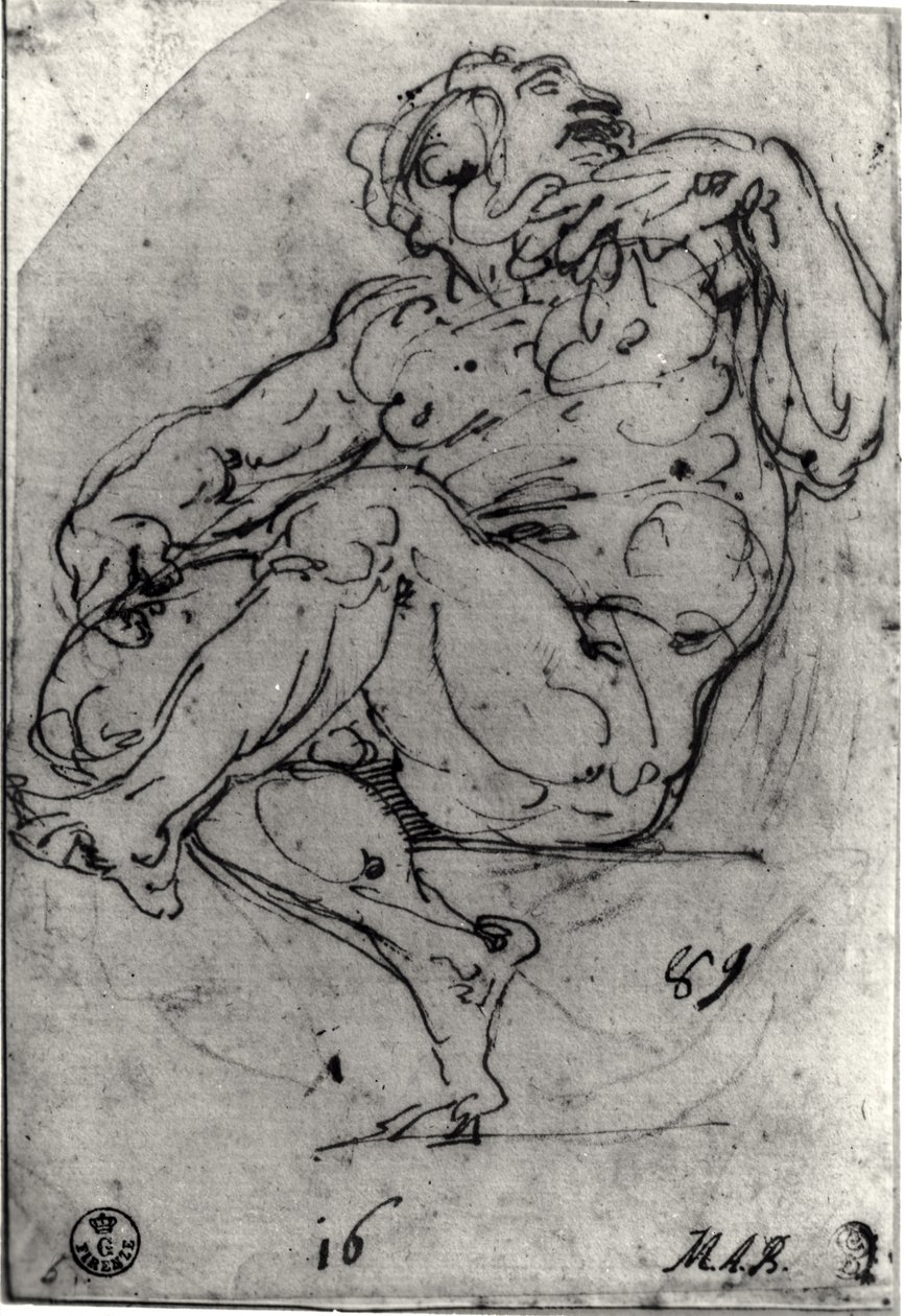 Nua masculina sentada de Michelangelo Buonarroti
