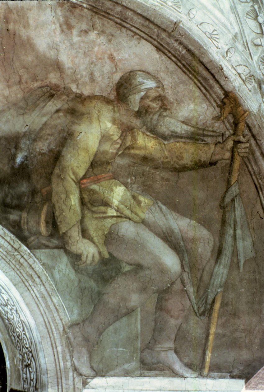 Teto da Capela Sistina: Um dos Ancestrais de Deus de Michelangelo Buonarroti