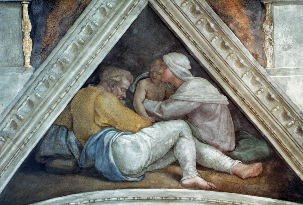 Teto da Capela Sistina: Os Ancestrais de Cristo (pré restauração) de Michelangelo Buonarroti