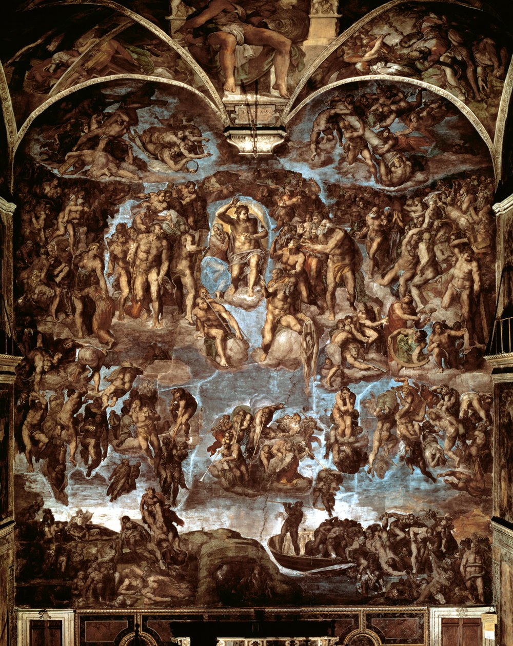 Capela Sistina: O Juízo Final, 1538-41 (pré restauração) de Michelangelo Buonarroti