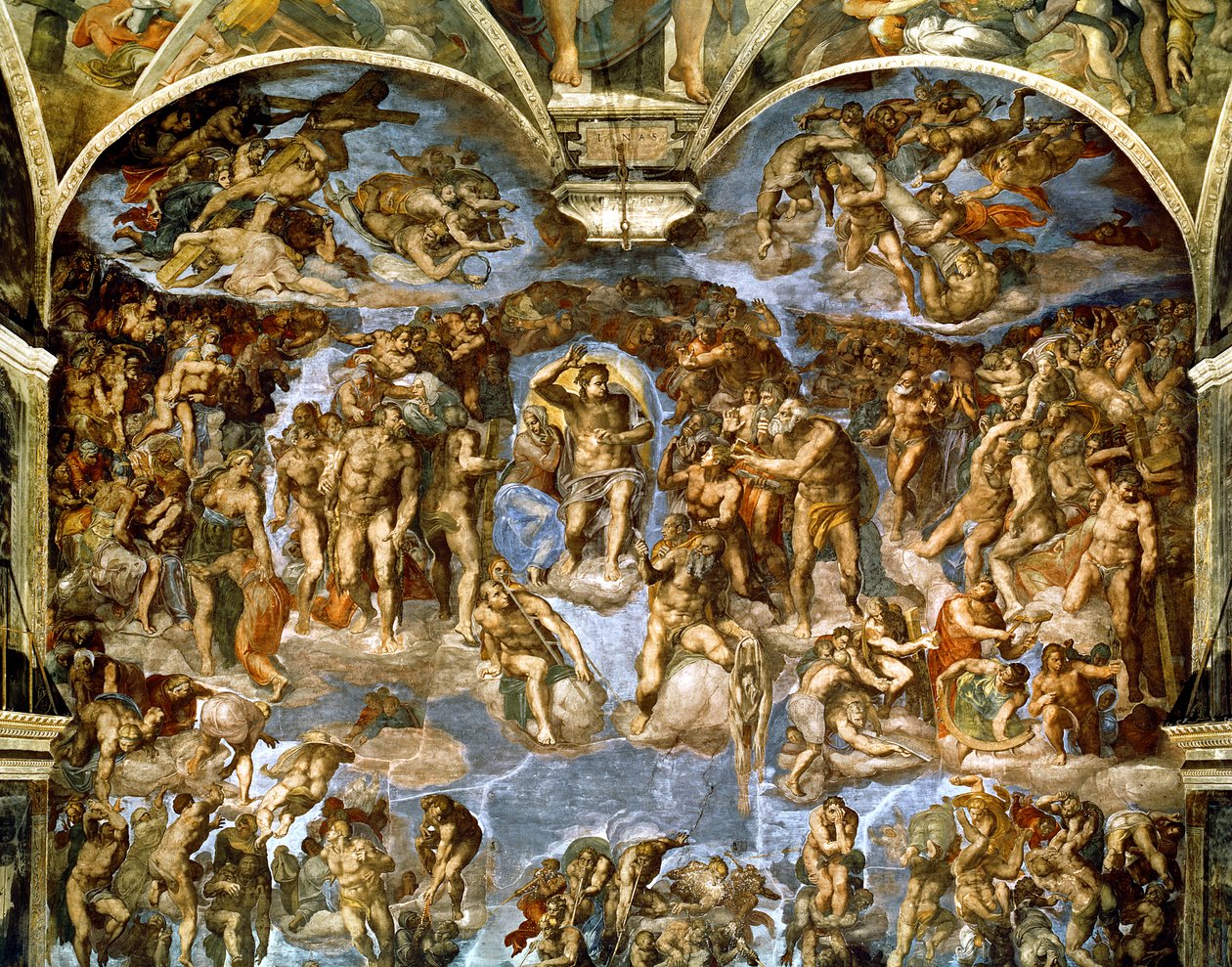 Capela Sistina: O Juízo Final, 1538-41 (pré-restauração) de Michelangelo Buonarroti