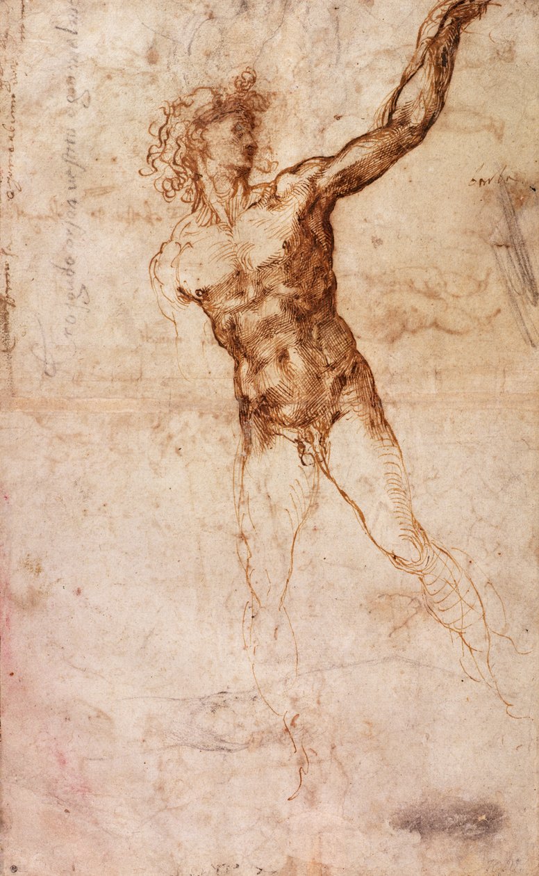 Esboço de um homem nu (W. 4 recto) de Michelangelo Buonarroti