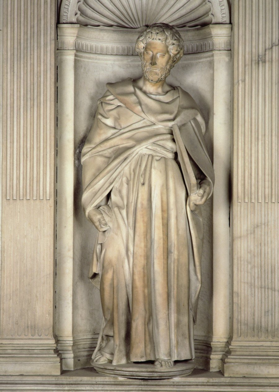 São Pedro, do altar Piccolomini, 1501-4 (mármore) de Michelangelo Buonarroti