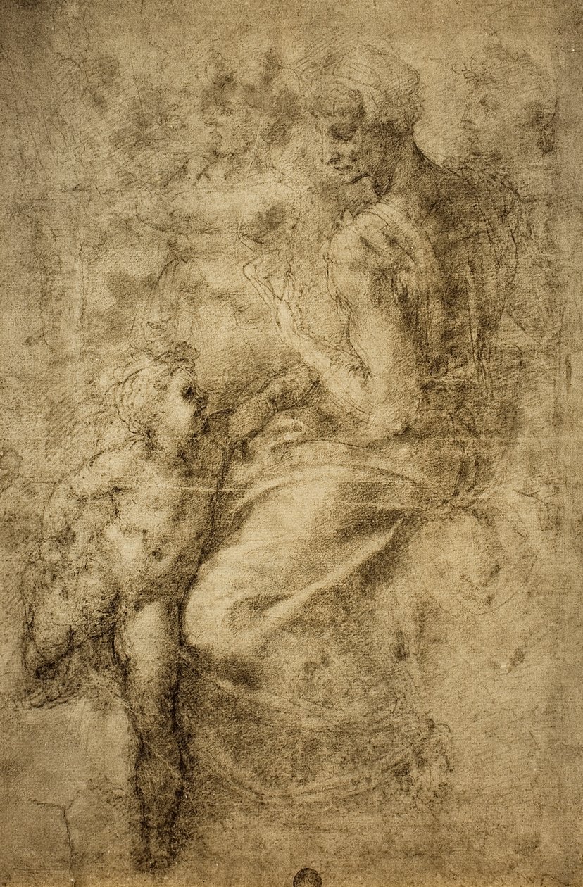 Estude para uma sibila da Capela Sistina; desenho de Michelangelo. Gallerie dellAccademia, Veneza de Michelangelo Buonarroti
