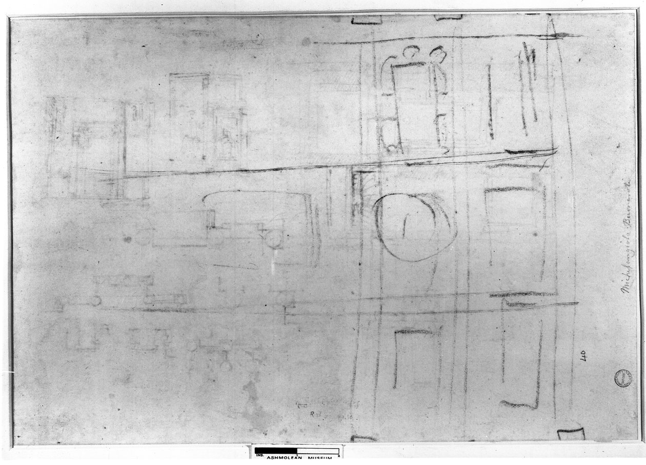 Estudo para o teto da Biblioteca Laurentiana, 1524 de Michelangelo Buonarroti