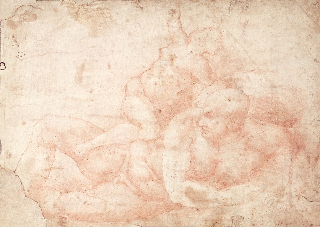 Estudo de um nu masculino e feminino de Michelangelo Buonarroti