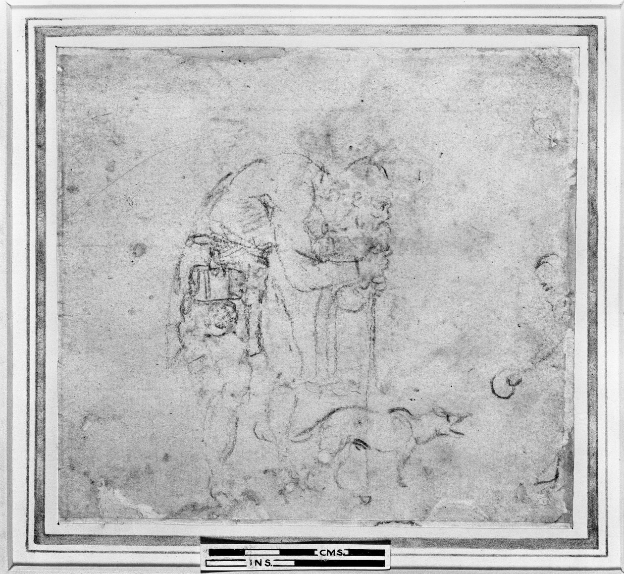 Estudo de um mendigo cego, c.1511 (giz no papel) de Michelangelo Buonarroti
