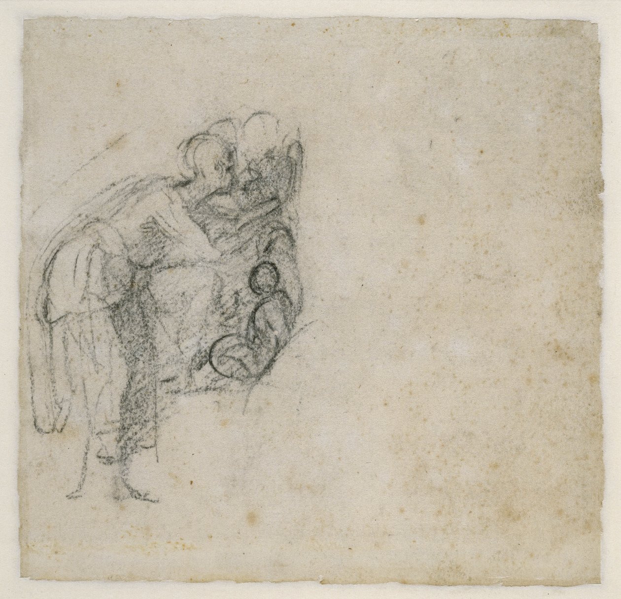 Estudo de um grupo de figuras, c.1511 (giz preto sobre papel) de Michelangelo Buonarroti