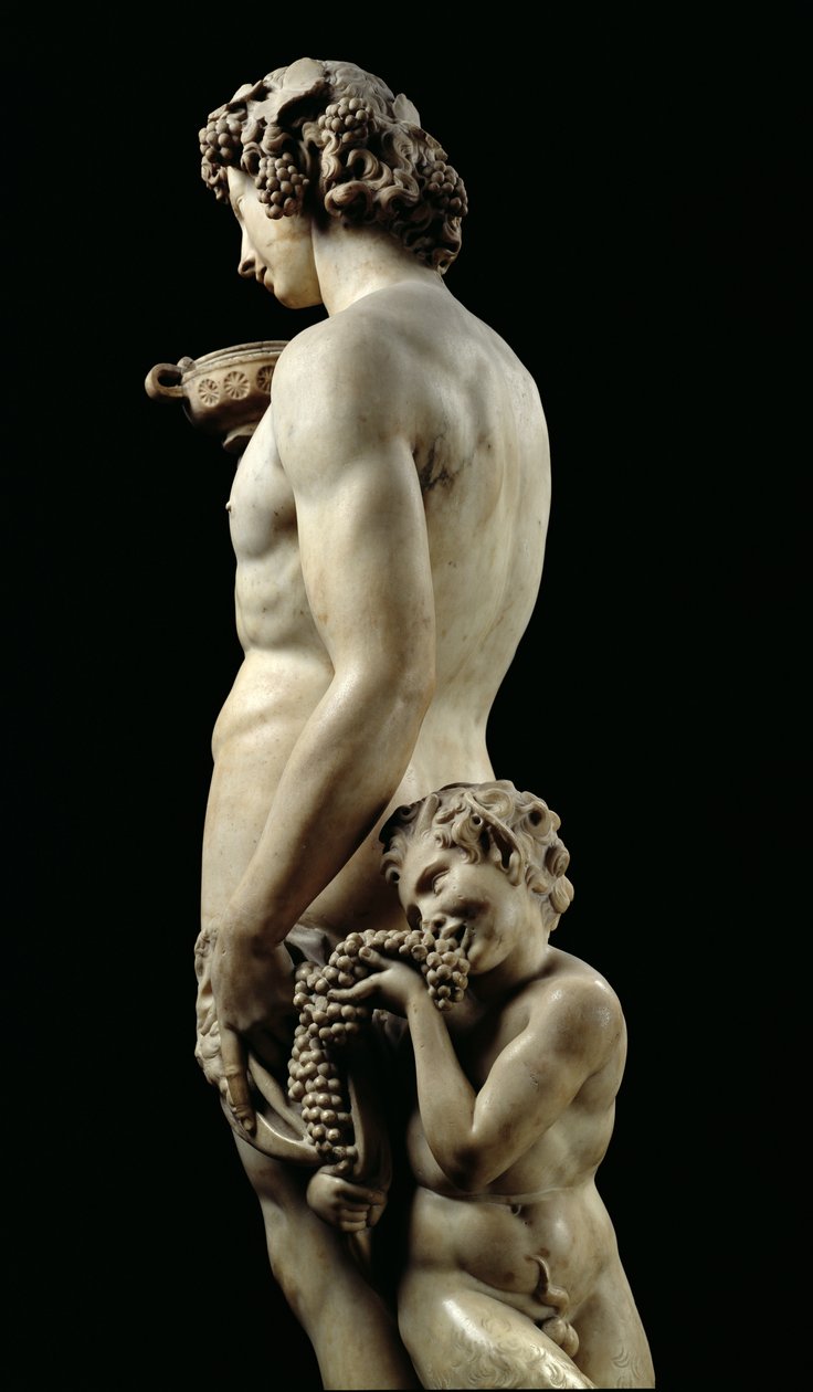 A embriaguez de Baco, 1496-97 detalhe em mármore de 52672 de Michelangelo Buonarroti