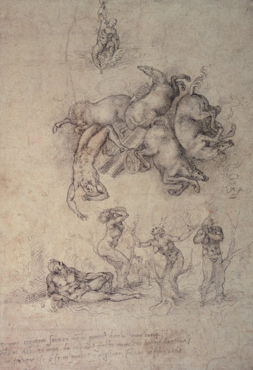 A queda de Phaethon, 1533 de Michelangelo Buonarroti