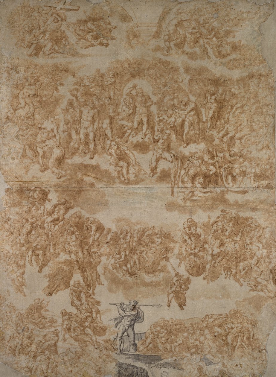 O último julgamento (caneta com papel lavado) de Michelangelo Buonarroti