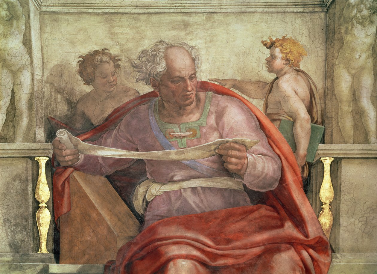 O Profeta Joel, do teto da Sistina (pré-restauração) de Michelangelo Buonarroti