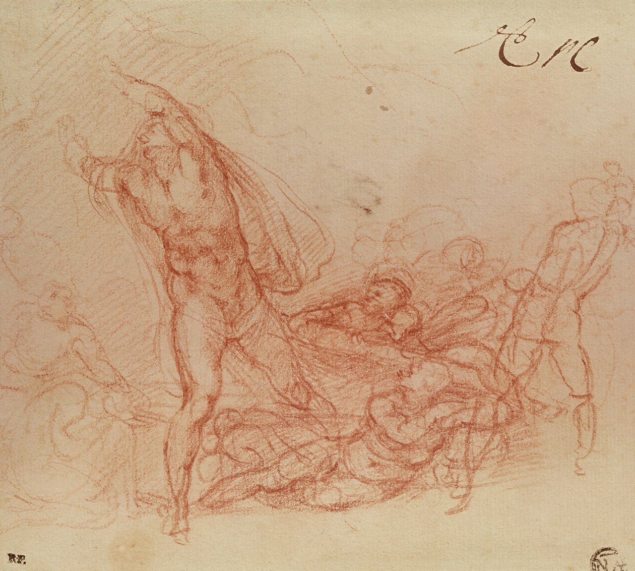 A ressurreição de Cristo, c.1536-38 (giz vermelho sobre papel) de Michelangelo Buonarroti