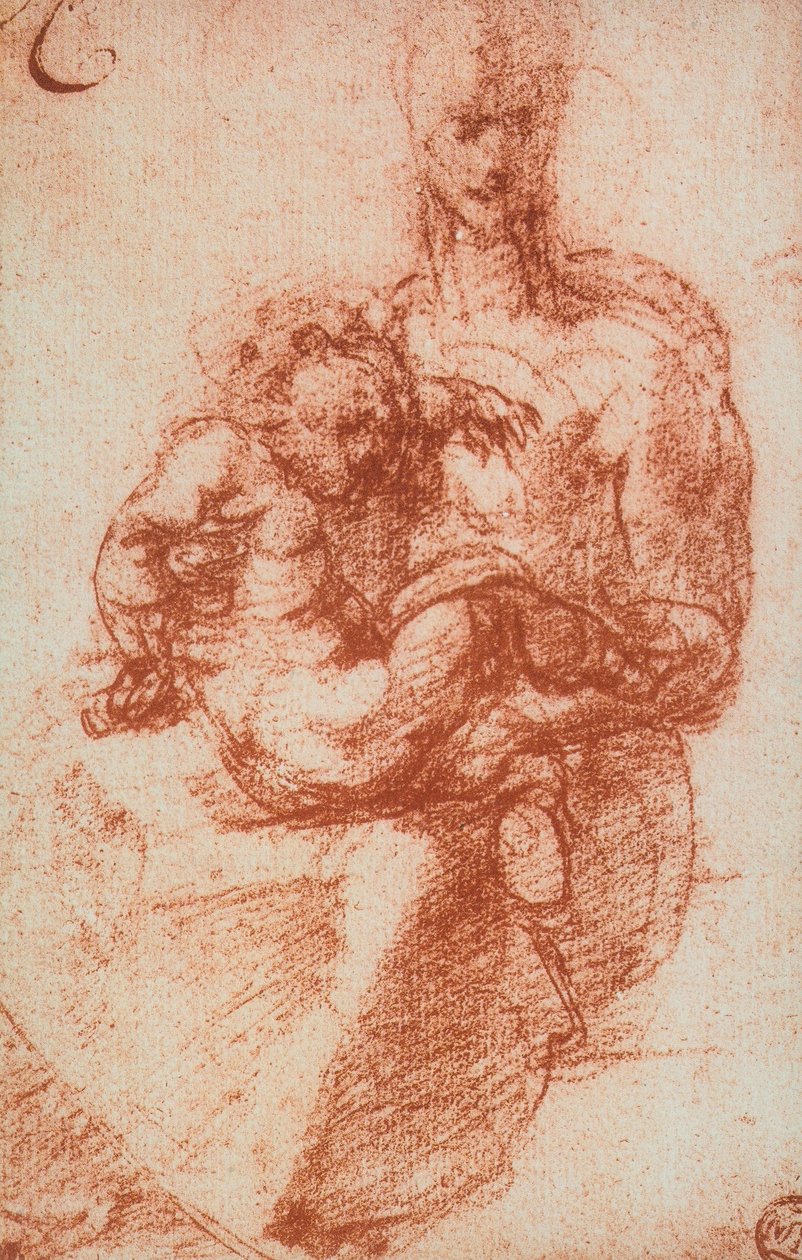 A Virgem e o Menino; desenho de Michelangelo. O louvre, paris de Michelangelo Buonarroti