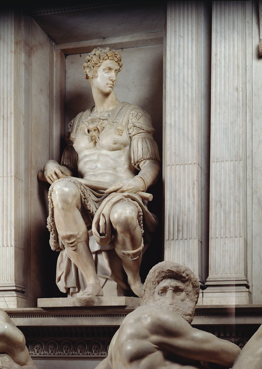 Túmulo de Giuliano de &39;Medici (mármore) (detalhe) de Michelangelo Buonarroti