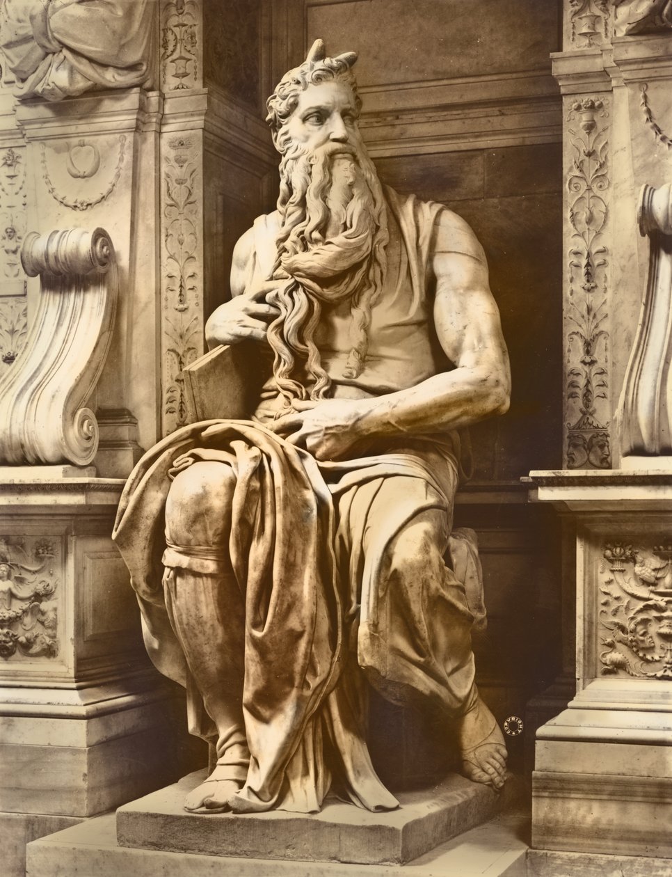 Túmulo do Papa Júlio II 1453-1513 detalhe de Moisés, 1513-16 mármore de Michelangelo Buonarroti