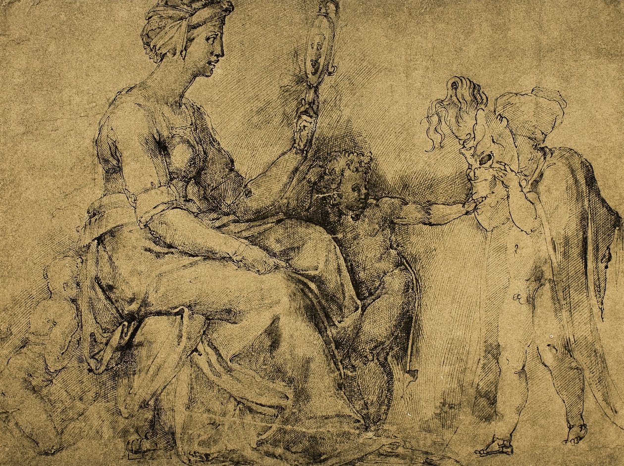 Vaidade , Desenho de Michelangelo. Gabinete de Desenhos e Gravuras, Galeria Uffizi, Florença de Michelangelo Buonarroti