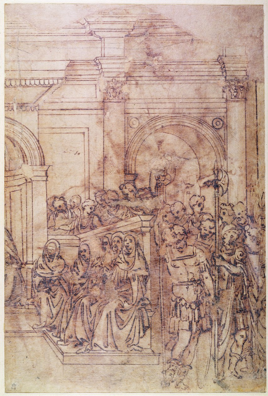 W.29 Esboço de uma multidão para uma cena clássica de Michelangelo Buonarroti