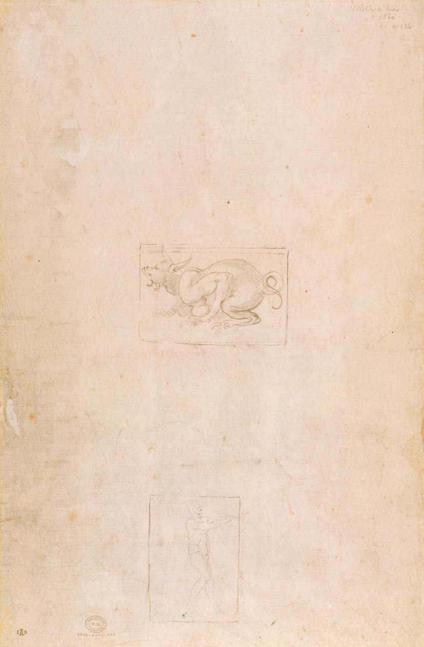 W.54 Estudo de um dragão de Michelangelo Buonarroti
