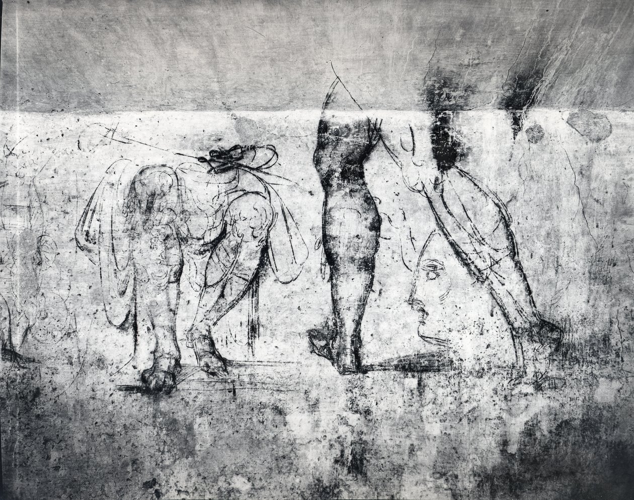 Desenho de parede de pernas, c.1530 (carvão sobre gesso) (impressão) de Michelangelo Buonarroti