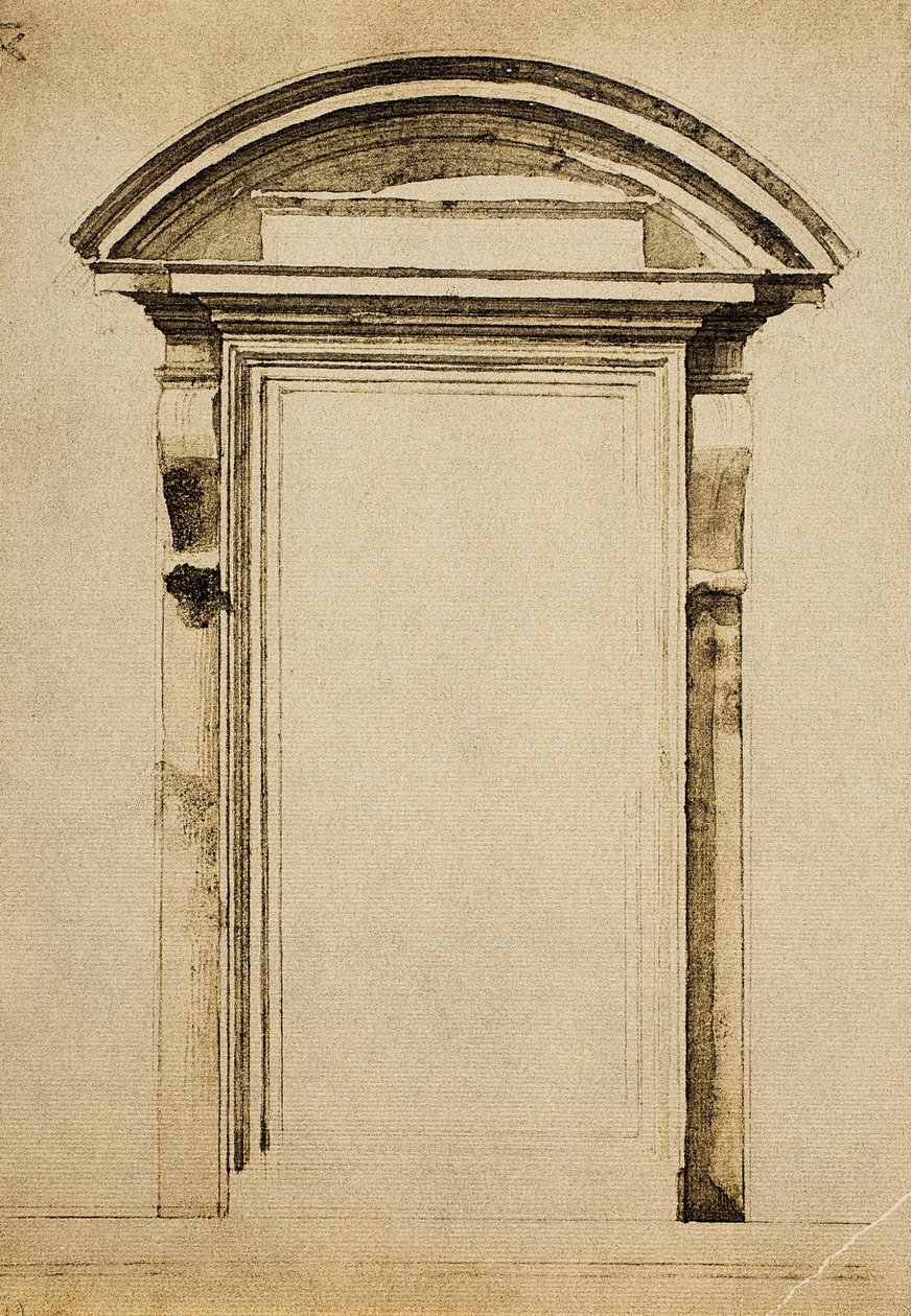 Janela; desenho de Michelangelo. Casa Buonarroti, Florença de Michelangelo Buonarroti