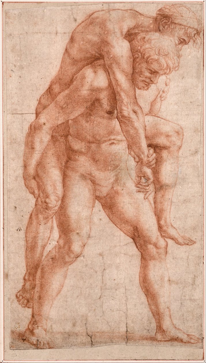 Jovem carregando um velho nas costas de Raffaello Sanzio Raphael