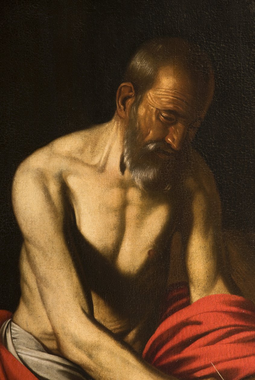 São Jerônimo, detalhe de 3496231, 1607 de Michelangelo Merisi Caravaggio