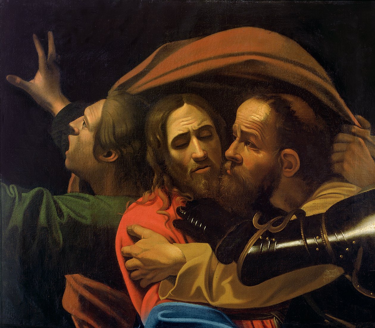 O óleo de Tomando de Cristo sobre tela detalhe de 204177 de Michelangelo Merisi Caravaggio