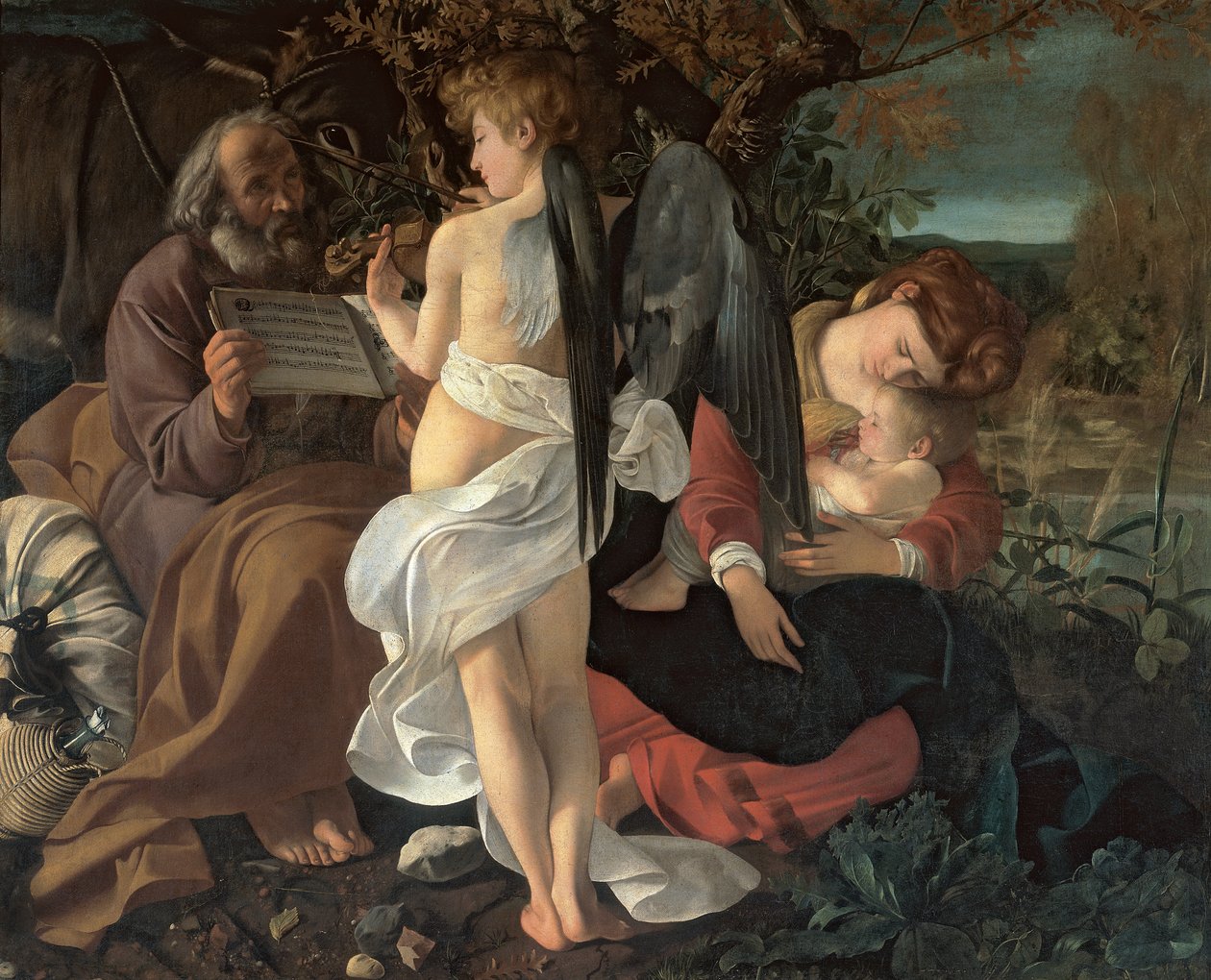 Descanse na fuga para o Egito, c.1603 de Michelangelo Merisi Caravaggio
