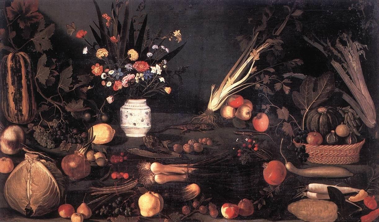 Ainda-vida com flores e frutas de Michelangelo Merisi Caravaggio