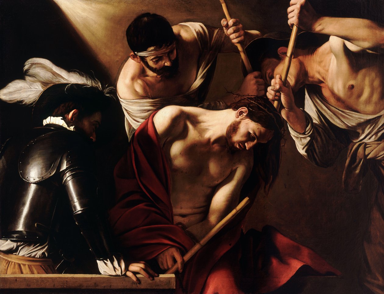 A coroação de espinhos de Michelangelo Merisi Caravaggio