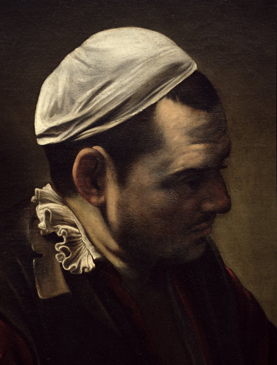 A ceia em Emaús, 1601 (óleo e têmpera sobre tela) (detalhe de 928) de Michelangelo Merisi Caravaggio