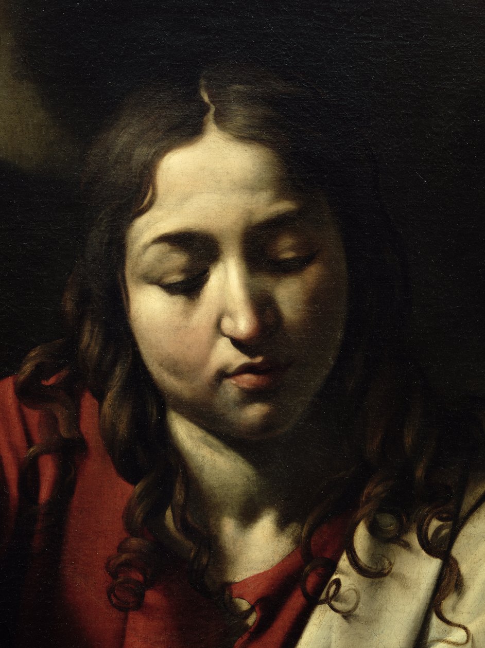 A ceia em Emaús, 1601 (óleo e têmpera sobre tela) (detalhe de 928) de Michelangelo Merisi Caravaggio