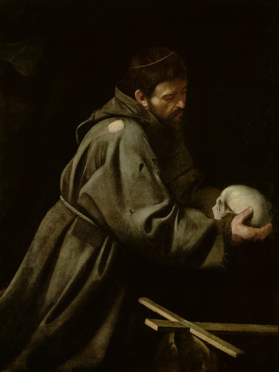 São Francisco em meditação de Michelangelo Merisi Caravaggio