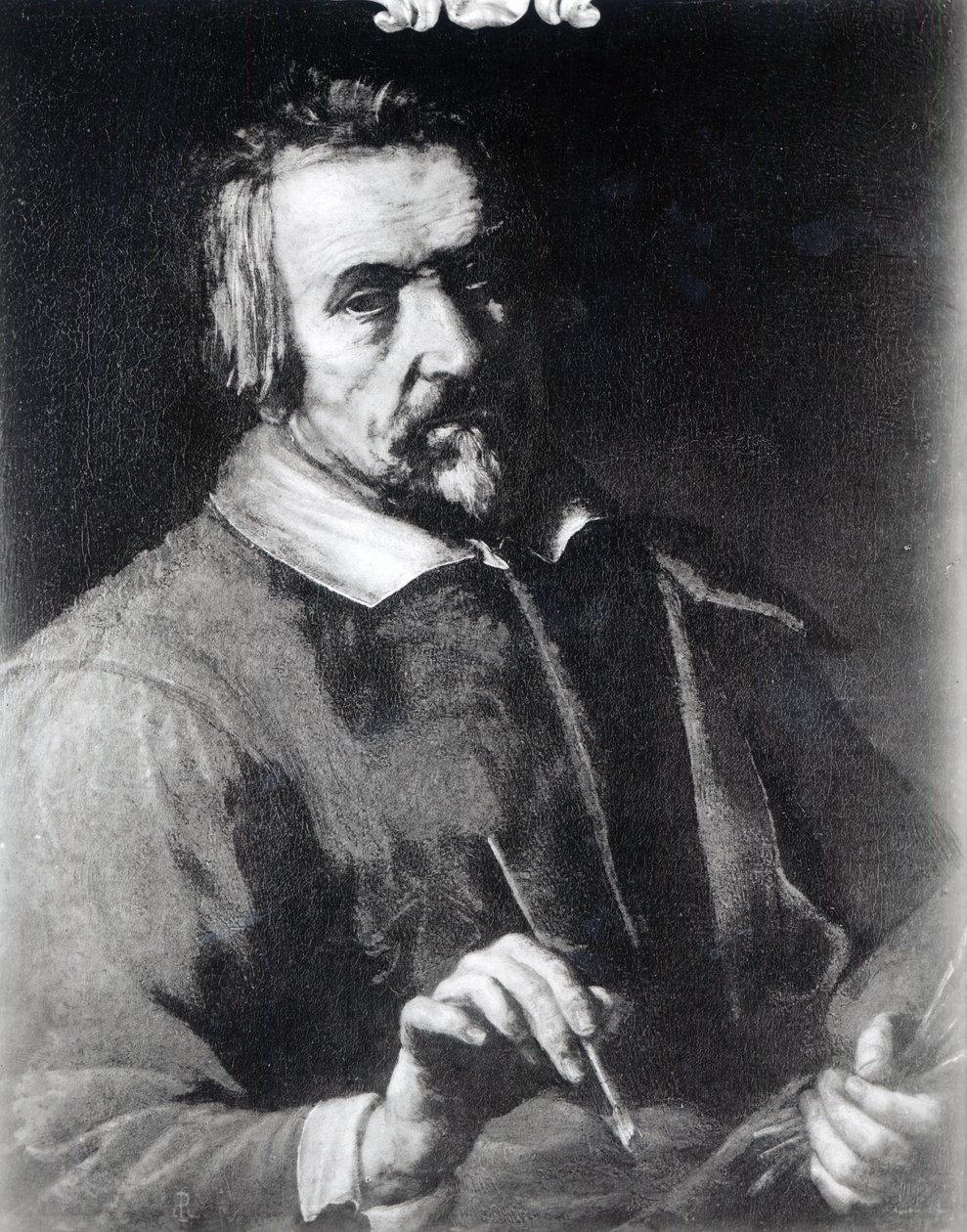 Auto-retrato com um pincel de Michelangelo Merisi Caravaggio