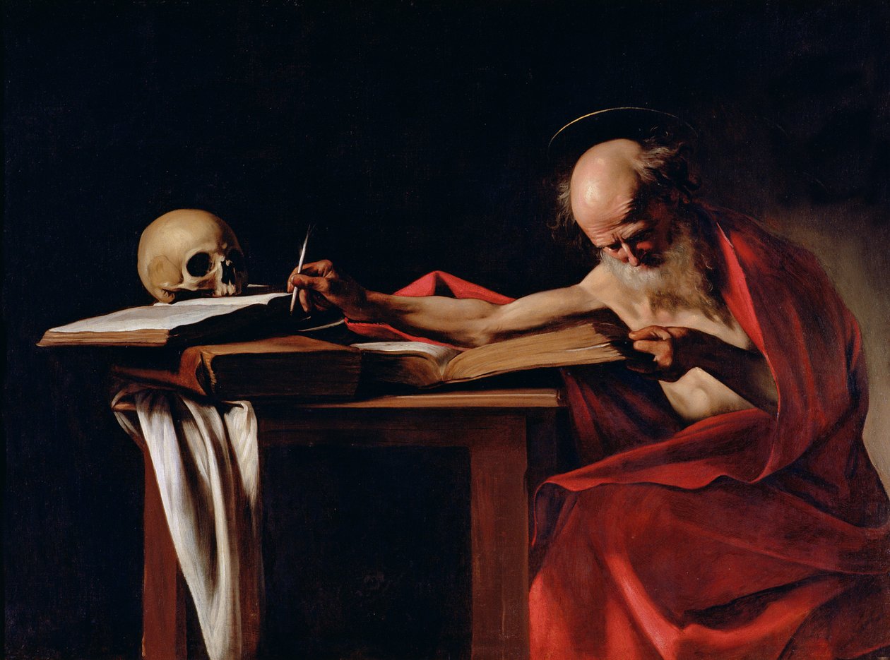 São Jerônimo Escrita, c.1604 (para detalhes ver 64912) de Michelangelo Merisi Caravaggio