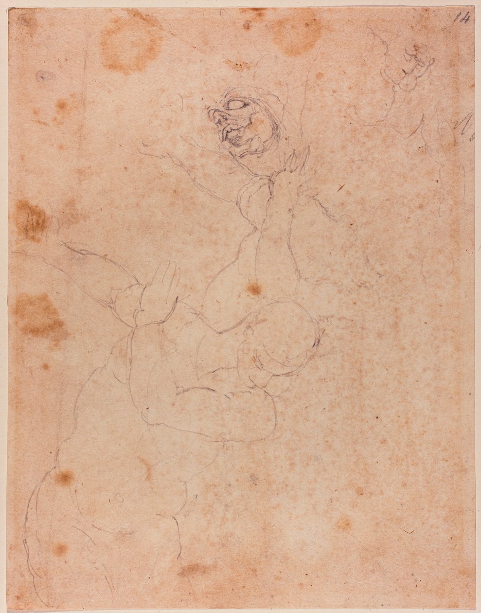 Estudos de figuras, em parte da obra Expulsão do Paraíso da Capela Sistina de Michelangelo (after) Buonarroti