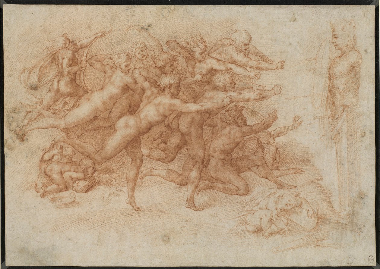 Atribuída a Bernardino Cesari - Cópia de Os Arqueiros de Miguel Ângelo, c. 1591c. 1600, RCIN 990442 de Michelangelo