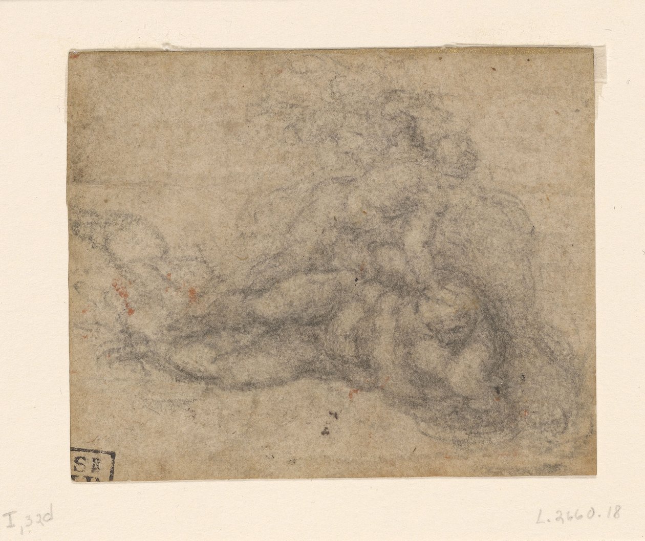 Miguel Ângelo - David e Golias. Estudos arquitectónicos pautados a verso, ca. 1550-1556, I, 32d de Michelangelo