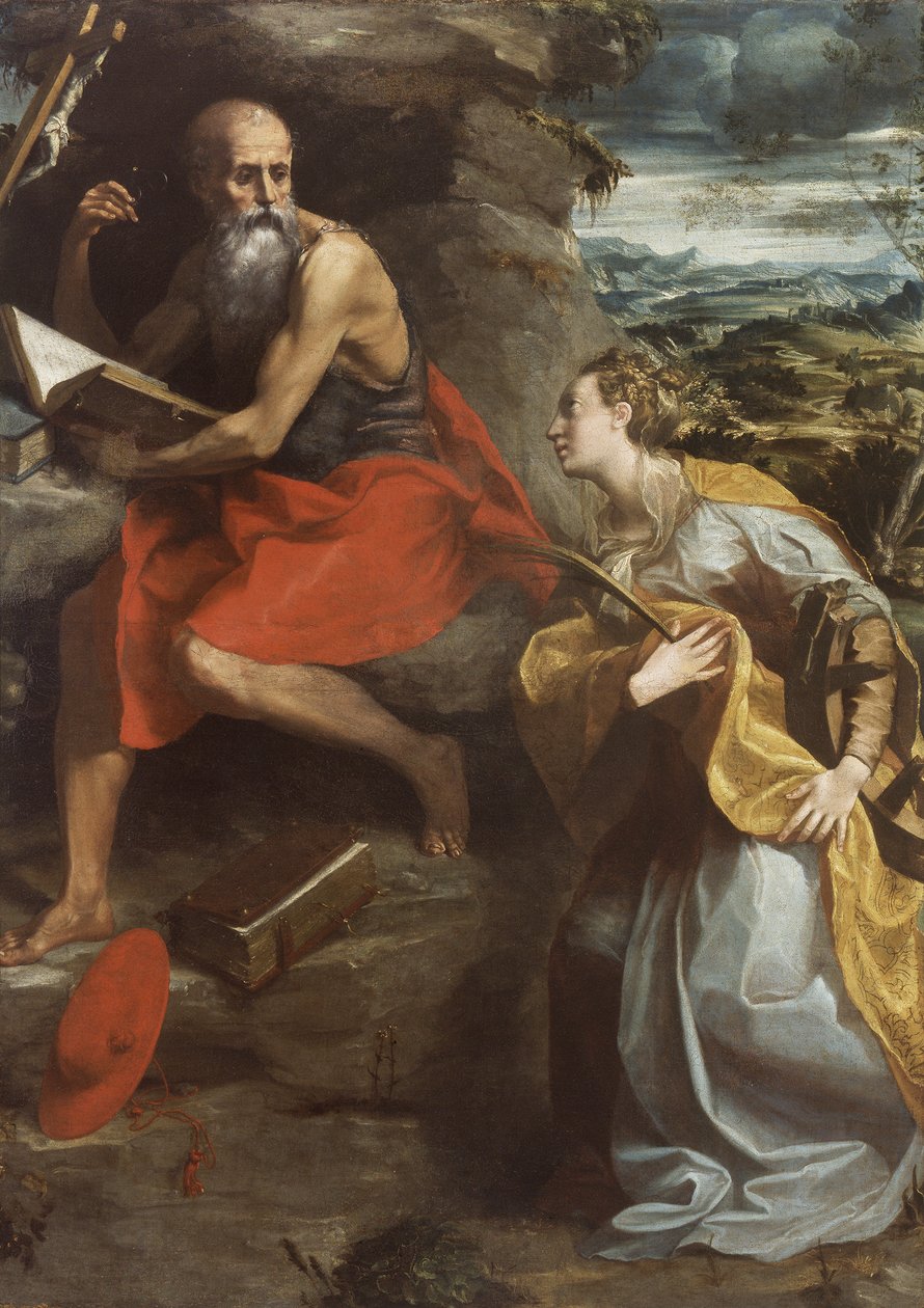São Jerônimo e Santa Catarina de Alexandria de Michelangelo Anselmi