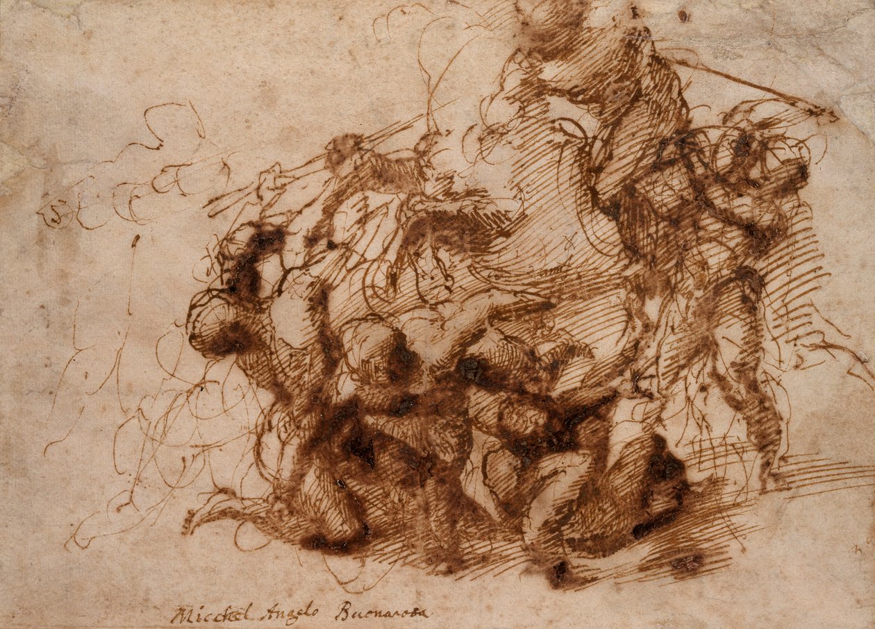 Uma cena de batalha, início do século XVI. de Michelangelo Buonarroti