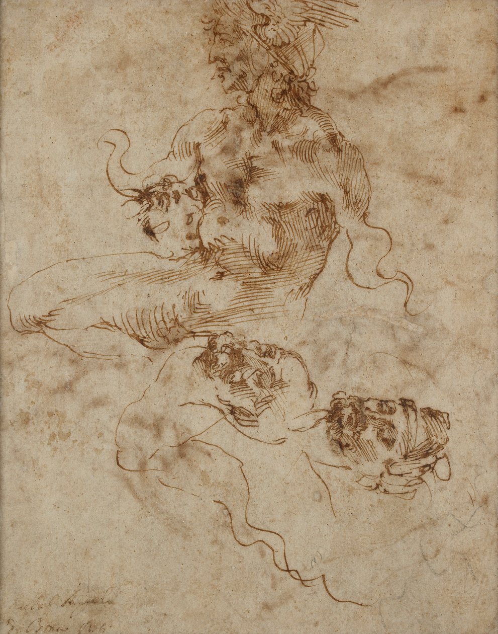 Uma figura semelhante a um Tritão, c1490-1560 de Michelangelo Buonarroti