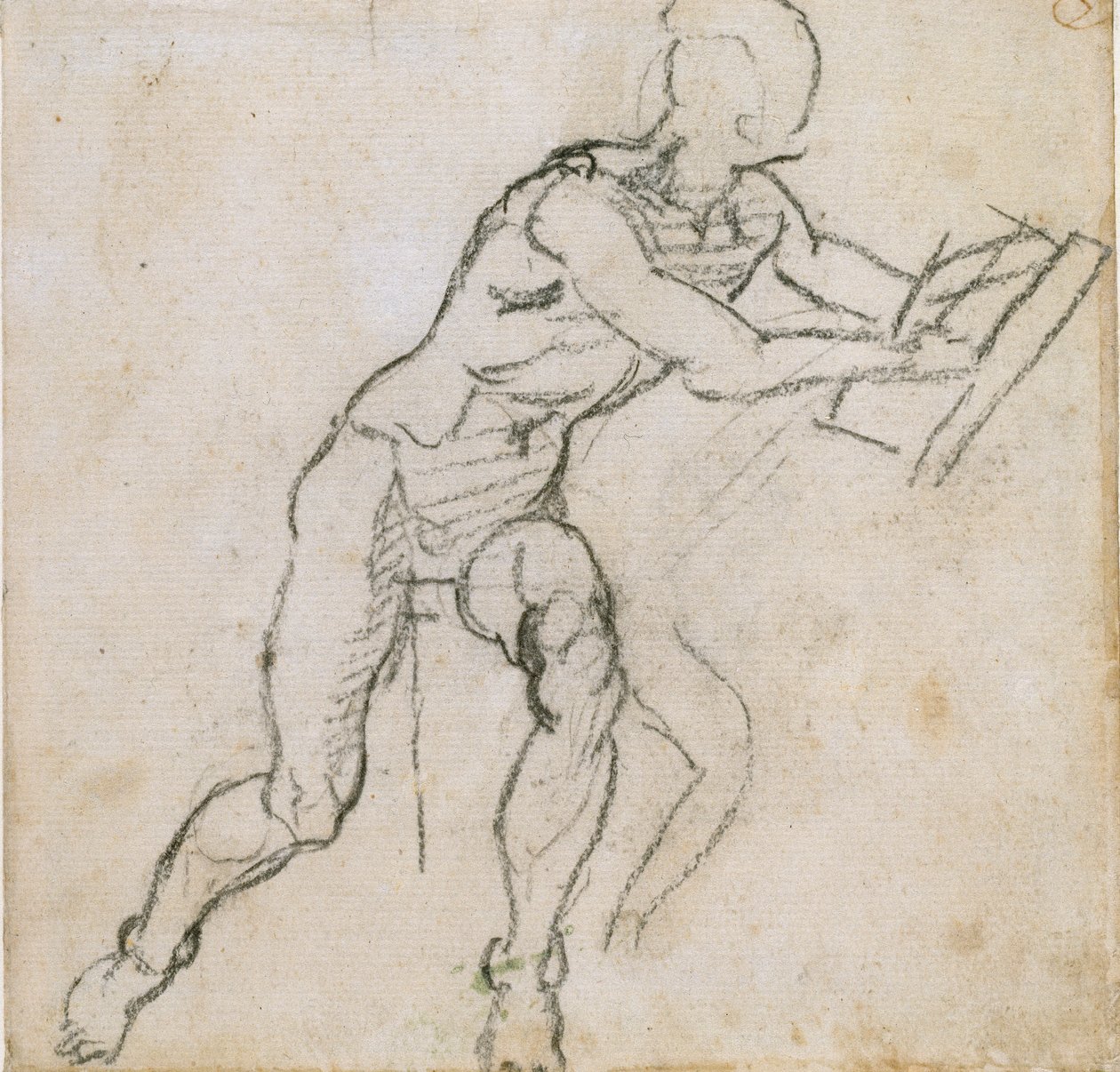 Um homem sentado nu, c1490-1560 de Michelangelo Buonarroti