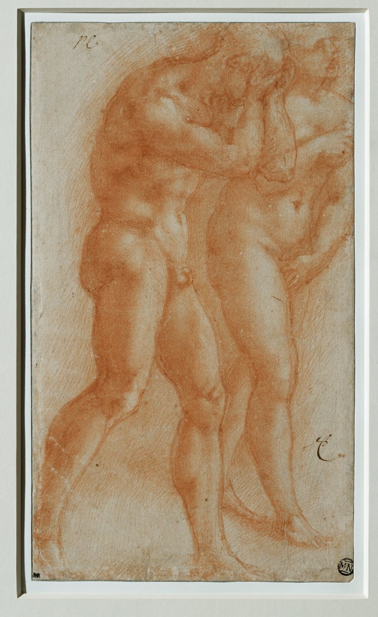 Adam et Eve chassee du Paradis - Adão e Eva perseguidos do paraíso, cópia segundo Masaccio ... de Michelangelo Buonarroti