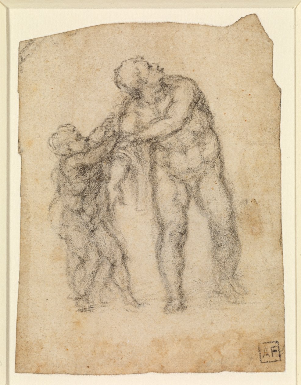 Enéas e uma criança (recto) (lápis sobre papel) [ver 5934523]. de Michelangelo Buonarroti