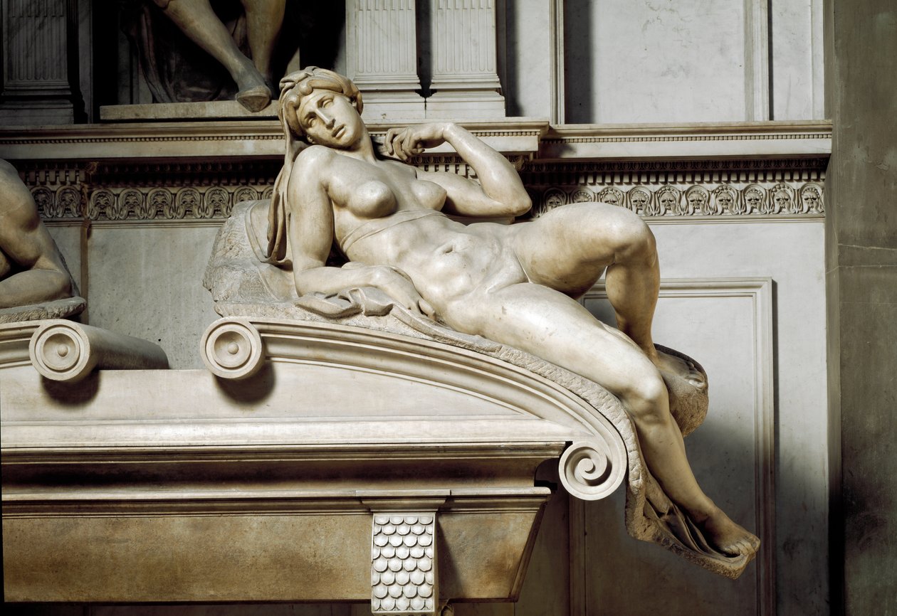 Alegoria da Aurora. Túmulo de Laurent II de Medicis. Escultura em mármore 1531 de Michelangelo Buonarroti