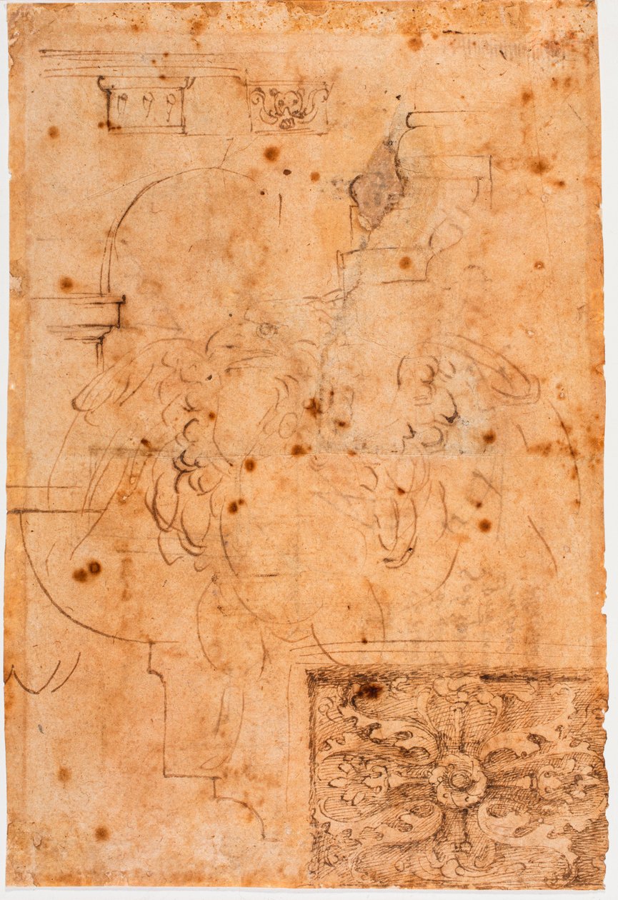 Aquila esboços e estudos de elementos arquitectónicos de Michelangelo Buonarroti