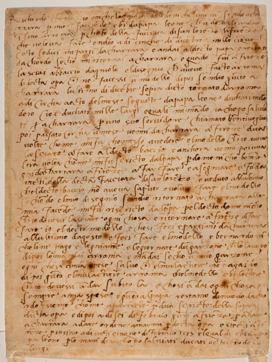 Recordação de autógrafos de Michelangelo Buonarroti